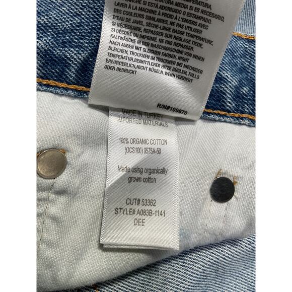 Agolde 'Riley' Blue Cotton Cut-Off Denim Shorts Size 25 - Picture 4 of 5